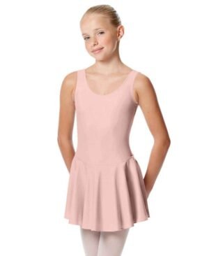 Girls Sleeveless Leotard with Built-In Skirt